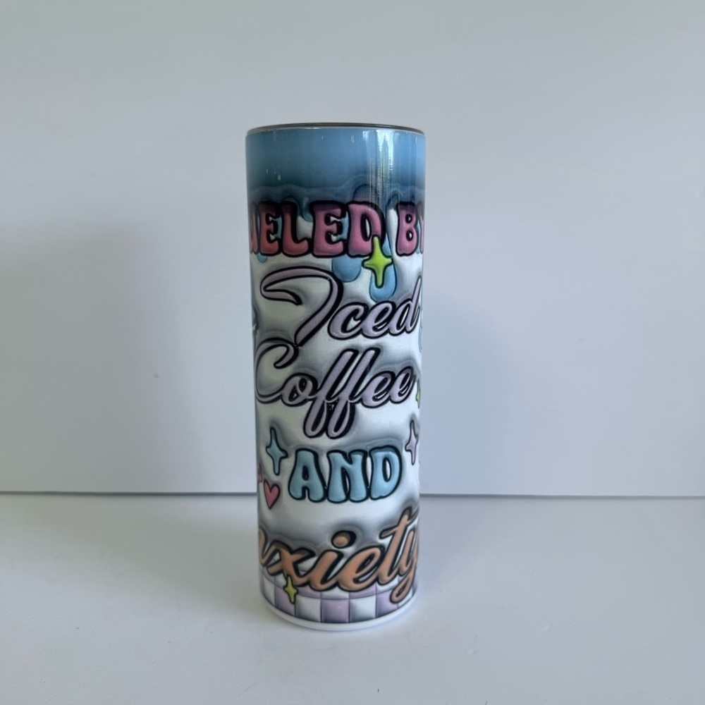 Iced Coffee & Anxiety 20oz Skinny Tumbler - Picture 2 of 4